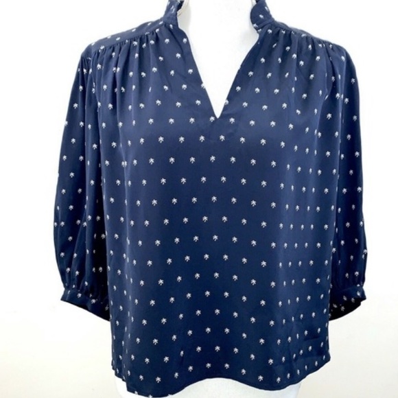 FRAME Rare 🔥Denim Silk Palm Tree Cali Top - Picture 1 of 4